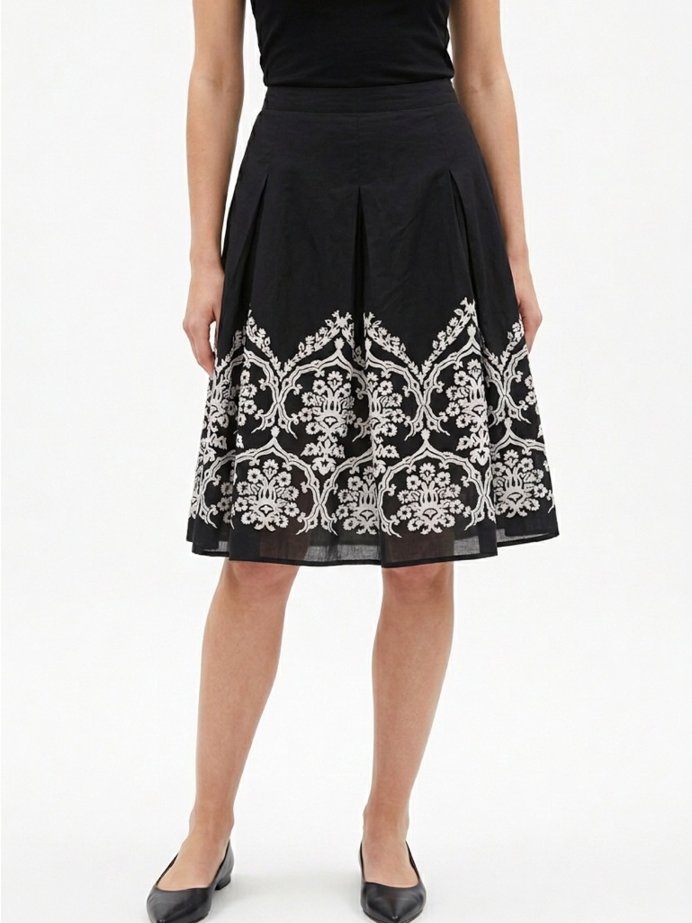 Oasis by Foschini Black A-Line Embroidered Midi Skirt